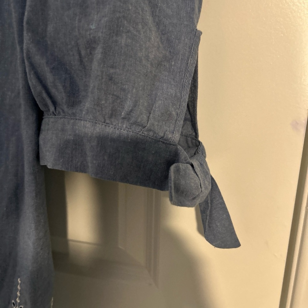 Jessica Howard Size 20 W Off Shoulder Denim Eyelet Dress - Picture 2 of 7
